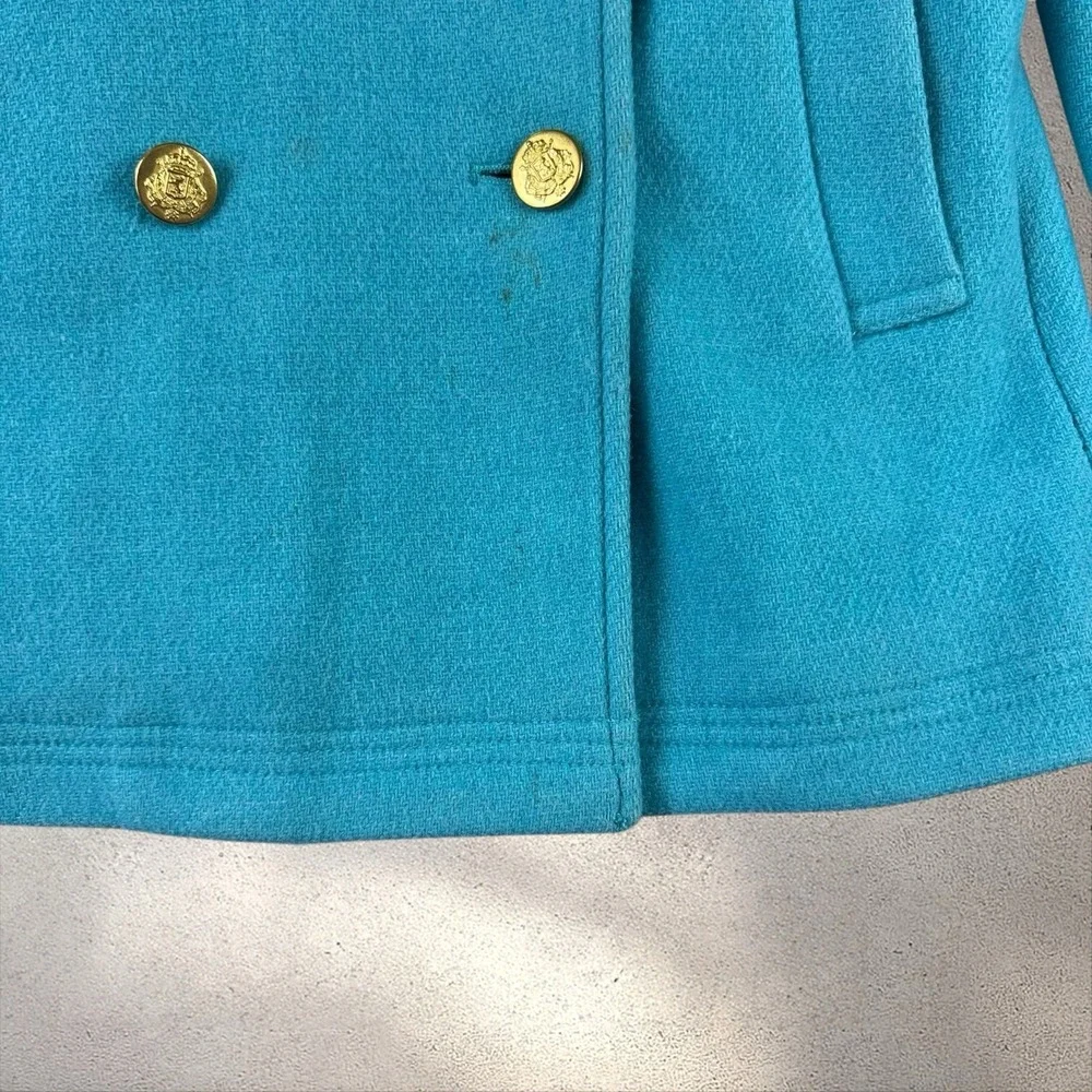 J. Crew Wool Stadium Cloth by Nello Gori Majesty Peacoat Turquoise Aqua Sz 2 - Picture 2 of 7